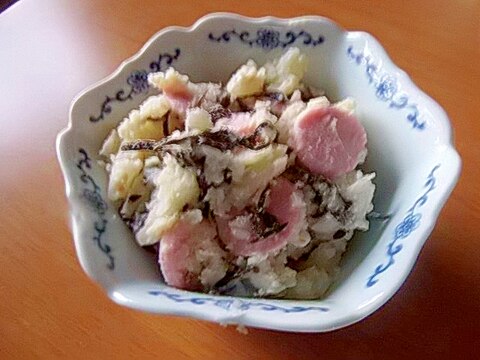 ひじきと魚肉ソーセージの味噌風味ポテサラ
